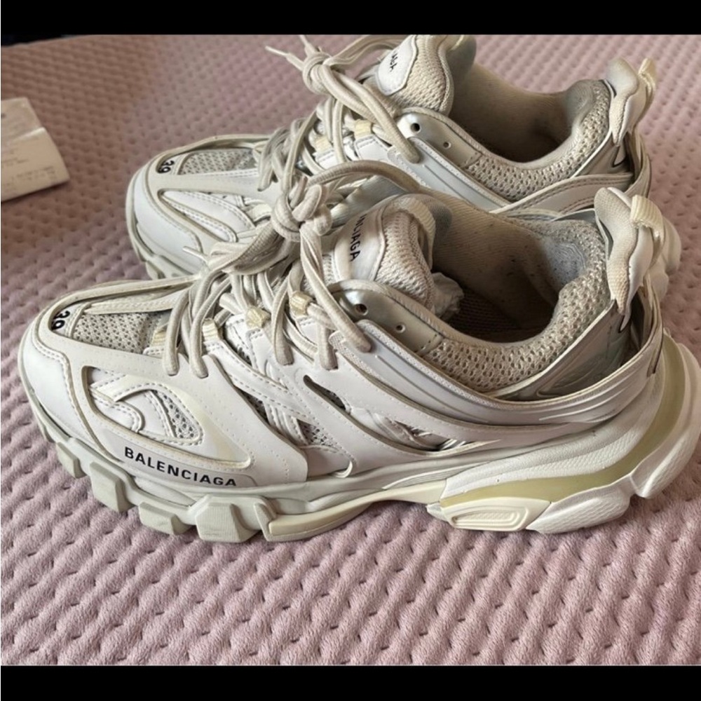 Balenciaga Women's Cream/White Track Sneakers - Picture 2 of 2